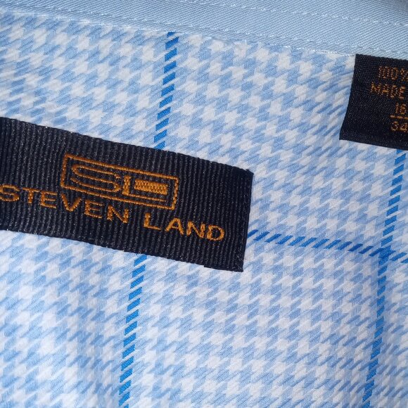 Steven Land Men's LIGHT BLUE STRIPED French Cuffs Dress Shirts - Picture 2 of 4